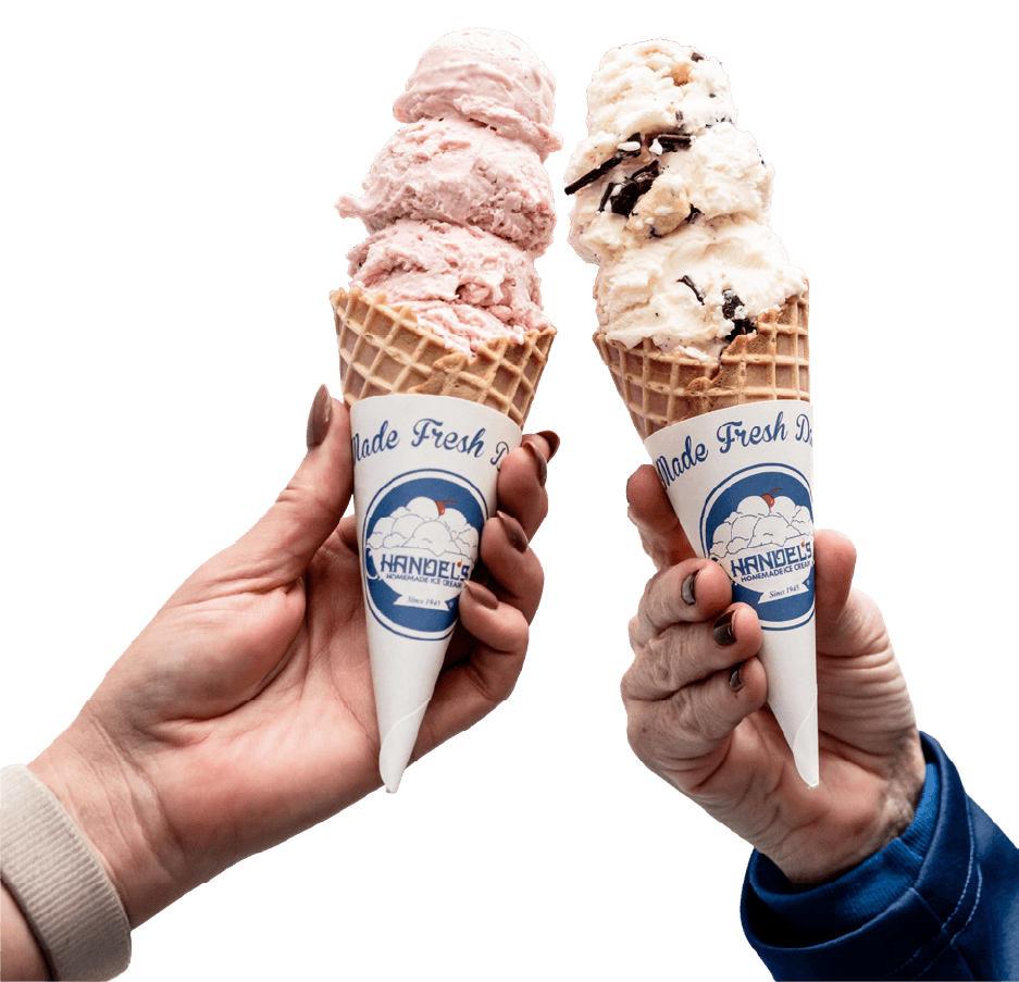 Two 3-scoop ice cream cones