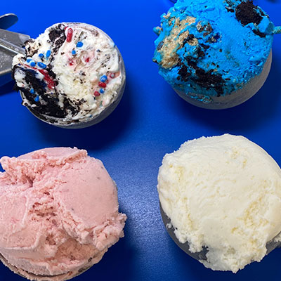 4 scoop sampler, ice cream sampler, 4 flavor ice cream sampler