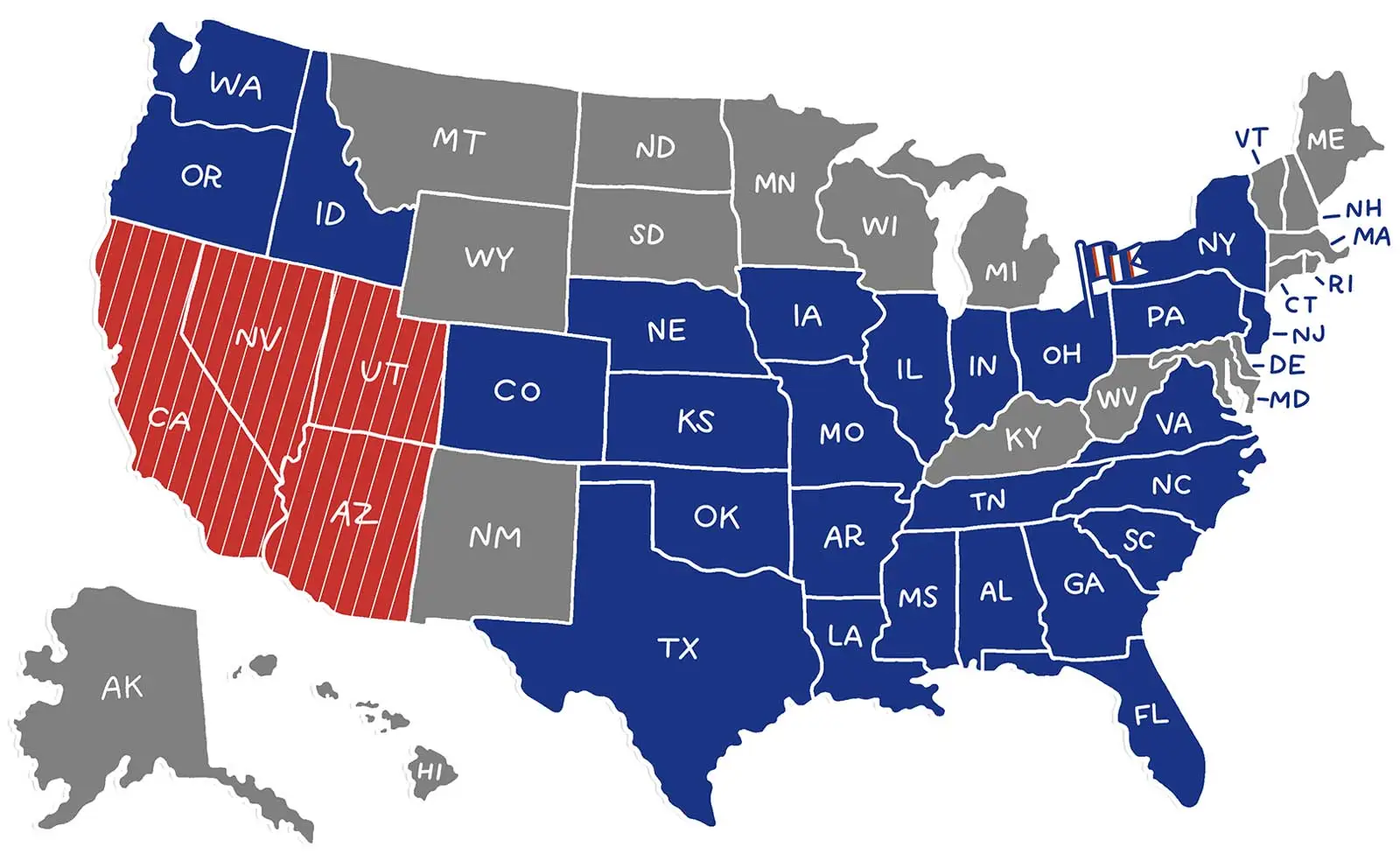 illustrated map of the United States showing market opportunities for Handel's ice cream