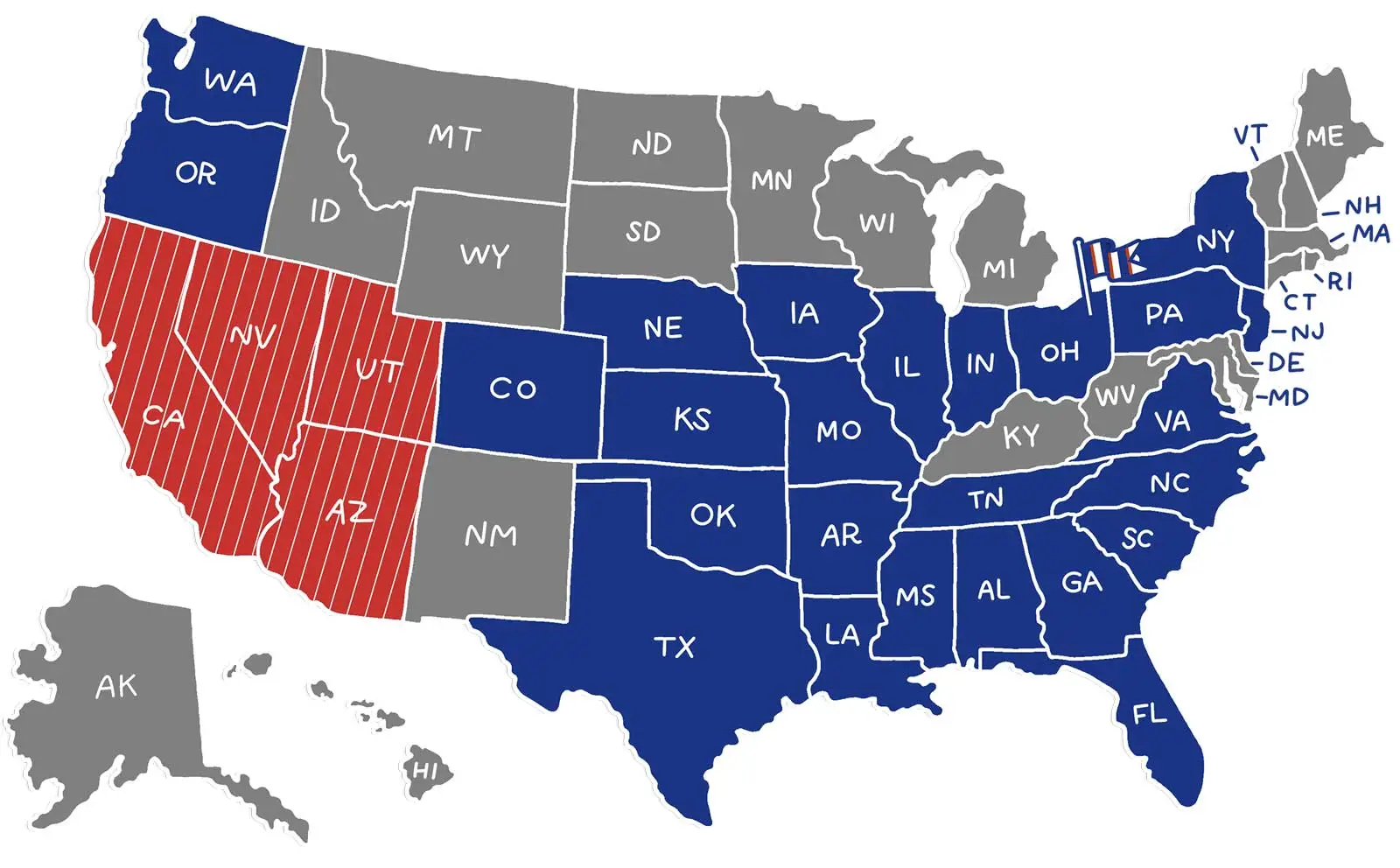 illustrated map of the United States showing market opportunities for Handel's ice cream