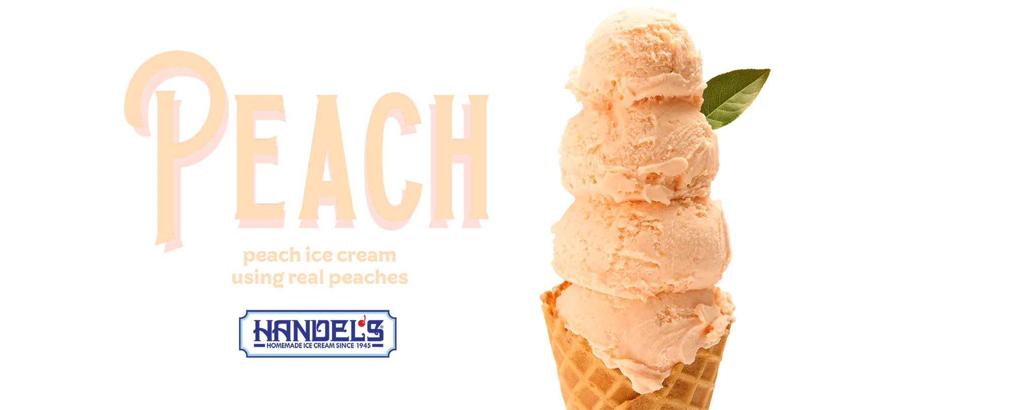 new Handle's ice cream flavor Peach available in stores now featuring peach ice cream using real peaches