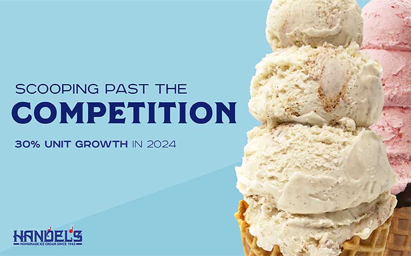two ice cream cones with headline that reads Scooping Past the Competition 30 Percent Unit Growth in 2024