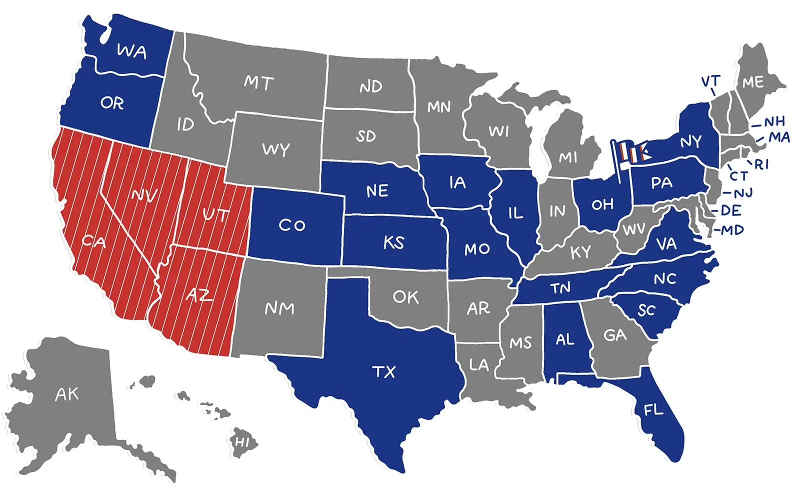 illustrated map of the United States showing market opportunities for Handel's ice cream