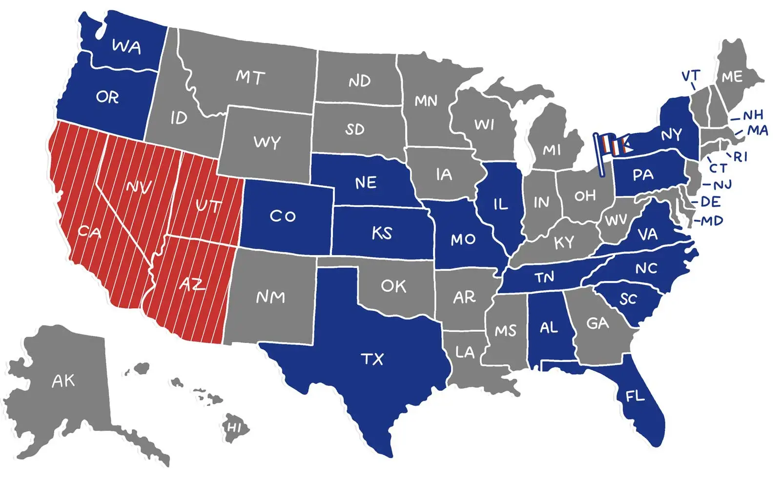 illustrated map of the United States showing market opportunities for Handel's ice cream